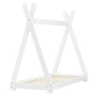 Cama para niños Tipi Carpa Indio 80x160 cm Marco de cama para niños Cama de Pino macizo Blanco