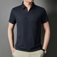 Novedad de verano, polo con cuello de tijera para hombre, camiseta informal transpirable de seda helada de alta gama, tendencia de manga corta - details 0