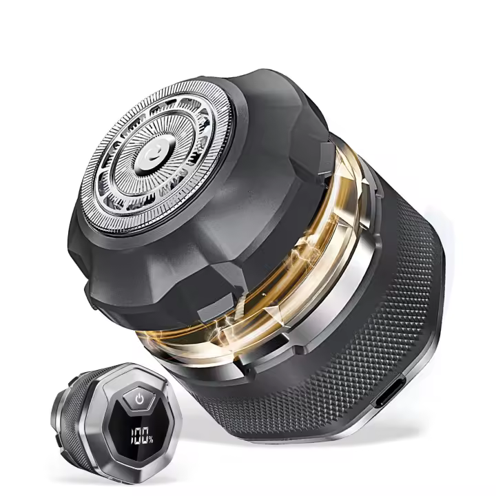 Afeitadoras de cabeza para hombres calvos - Afeitadora eléctrica magnética de un solo cabezal, hoja de área súper grande, motor de alta velocidad de 10000 RPM para afeitado rápido, resistente al agua IPX8, pantalla LED, bolsa para viajes Gris - 1