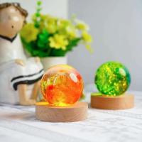 Soporte de Lámpara LED USB de Madera Sólida Base de Exhibición Luminosa para Botella y Bola de Cristal Decoración de Pared - details 2