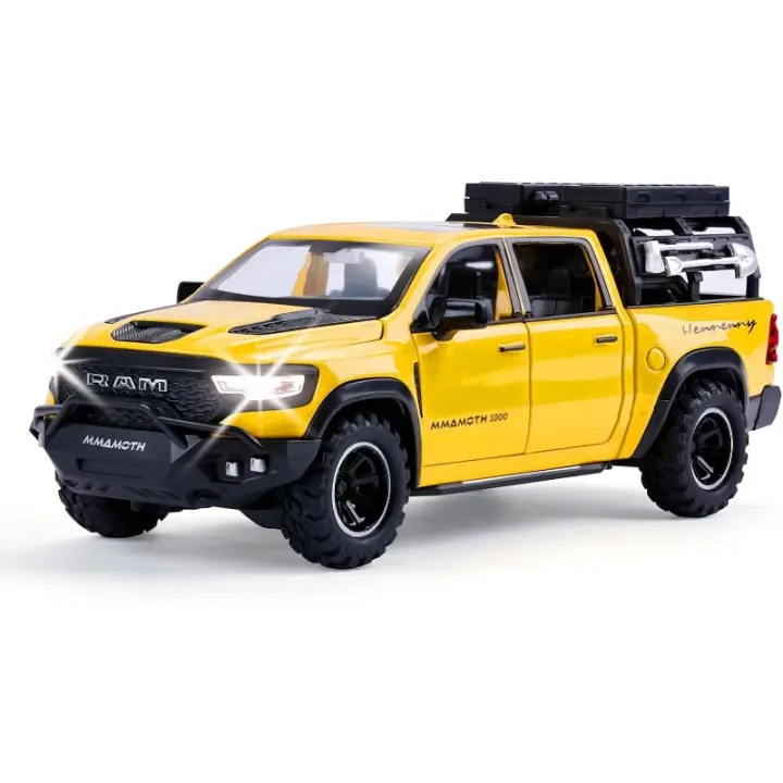 Toy Dodge Mammoth camioneta modelo coche vehículo de juguete para niños mayores de 3 años, camión de metal fundido con sonido y luz, camión de juguete de aleación 1:32 para niños regalo de cumpleaños y colección de modelos - 1
