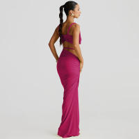 BUNO-Conjunto de 2 piezas de tejido para mujer, camisolas cortas plisadas lisas impresionantes + faldas largas de cintura alta, traje de vacaciones de tendencia femenina - details 44