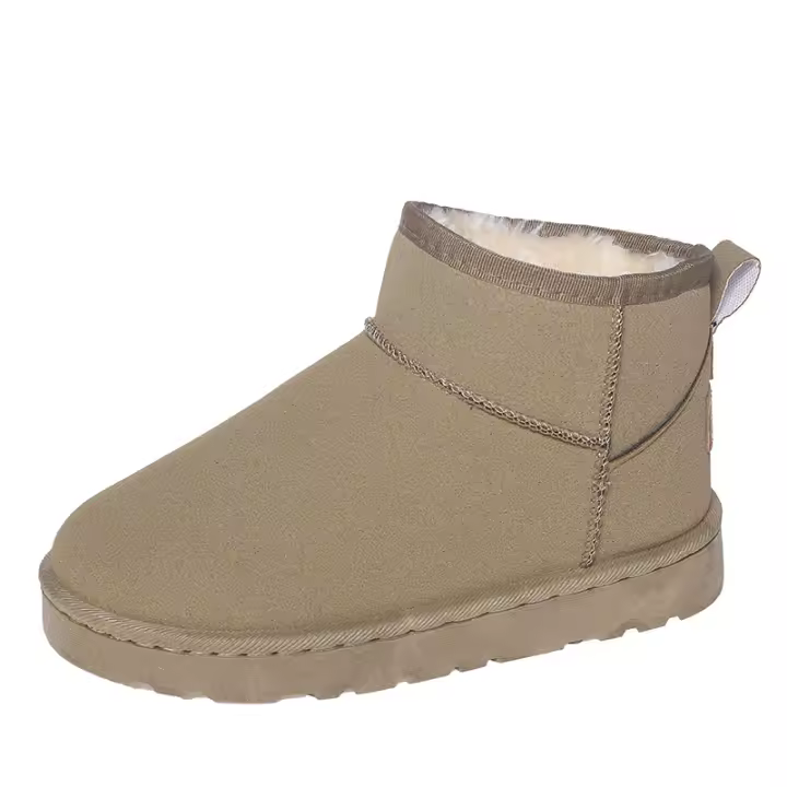 Botas de nieve de ante de vaca para mujer, botines cálidos con felpa gruesa, para clima frío, novedad de invierno, 2023 - 1