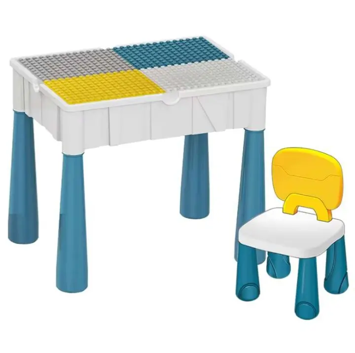 Juego de escritorio y silla para niños, mesa de actividades de plástico. - 1