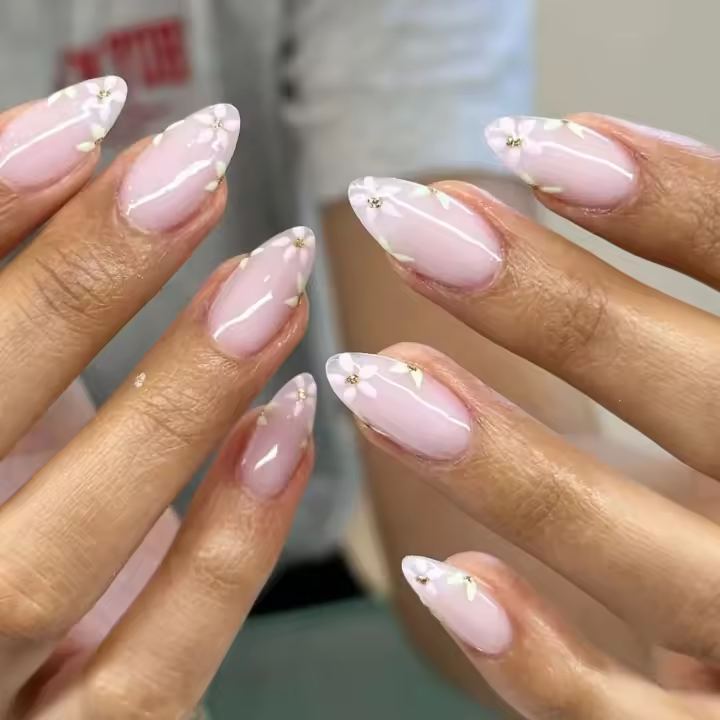 24 UDS francés Simple INS borde blanco Color desnudo punta falsa almendra Stick chica parche herramienta de uñas - 1