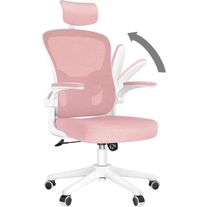 Silla de Oficina Ergonómica Ajustable, Transpirable, Giratoria de 360°, Reposabrazos Abatibles de 90°, Soporte Lumbar - 1
