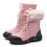 Nuevas botas de cuero italiano para mujer, zapatos americanos de piel de invierno de alta calidad, color rosa, para exteriores, 2025 - details 2