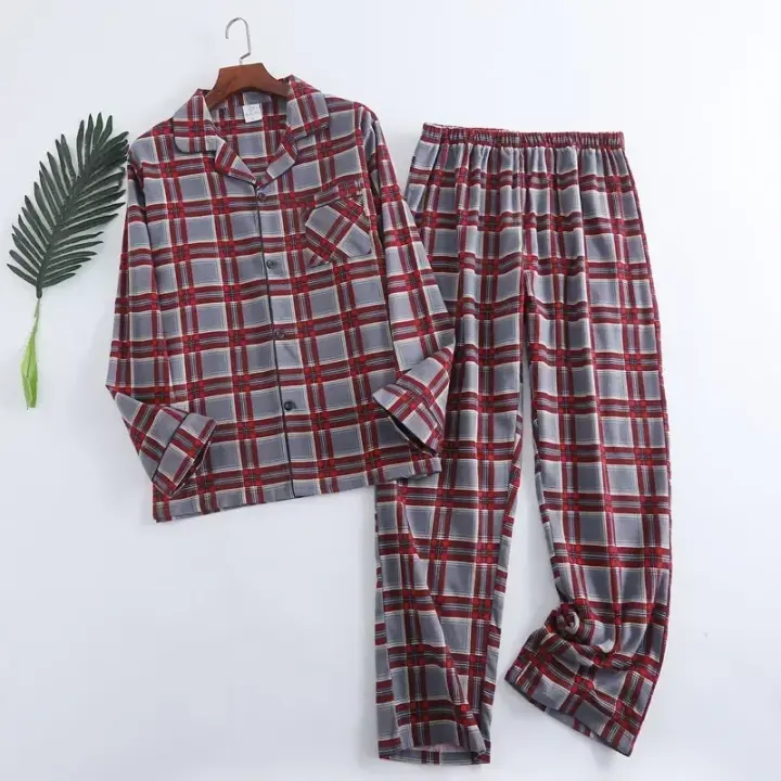 Inicio Hombre, Pantalones De Manga Larga, Tres Otoño E Invierno, Pijamas De Hombre, Pijamas El Con Diseño A Cuadros Para Hombre - 1