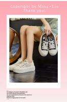 Zapatos de mujer con plataforma baja, zapatos deportivos de lona blanca - details 4