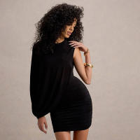 Vestido ajustado asimétrico de manga única de alta gama para mujer - details 16