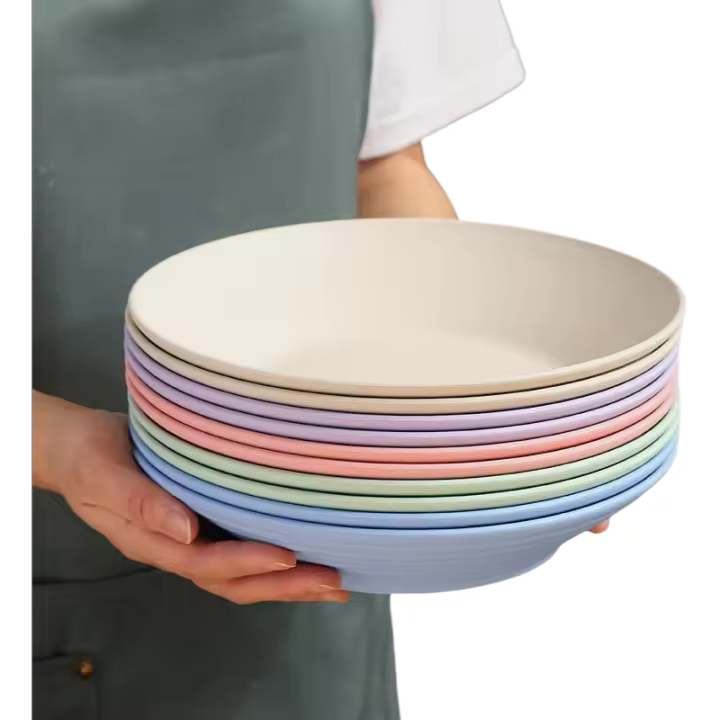 Tazón de Sopa de Paja de Trigo Vajilla de Plástico para Microondas Cuencos para Ensalada de Frutas, Cereales, Ramen, Platos para Pasta, Plato de Cena - 1