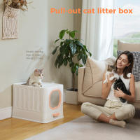 PAWZ Road Caja de arena plegable para gatos con cuchara para arena, inodoro grande para gatos, entrada frontal y salida superior, bandeja de arena para gatos fácil de limpiar con tapa, suministros para mascotas - details 4