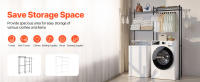 SucceBuy Estantes de almacenamiento para lavadora y secadora, estante para lavandería de 5 niveles con barra para colgar y ganchos, estantería ajustable de doble fila para una organización de lavandería que ahorra espacio, negro - details 0