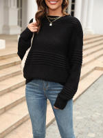 Suéter elegante para mujer, suéteres rosas sueltos, Tops de manga larga a la moda, jerséis de cuello redondo, prendas de punto nuevas, otoño, 2023 - details 19