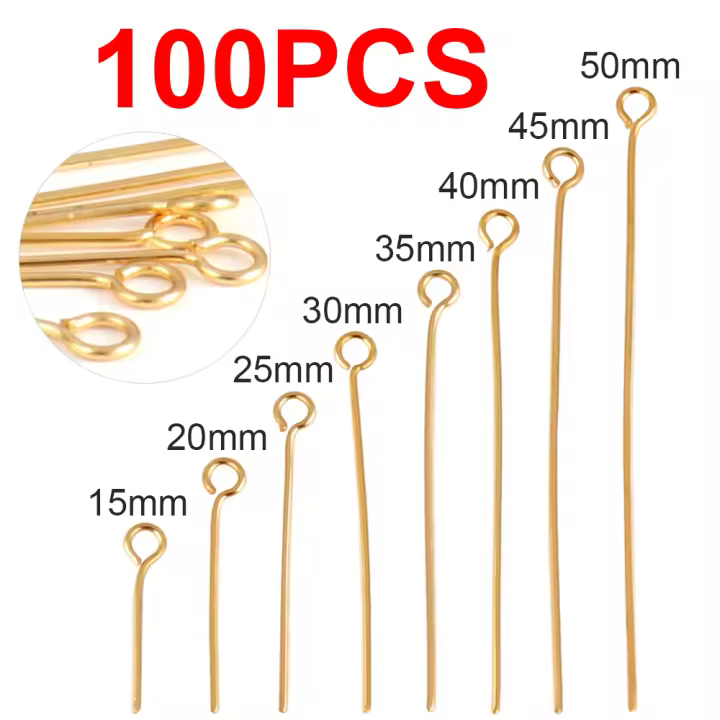 100pcs 316L Stainless Steel Flat Head Pins Jewelry Making Supplies Ball Pin DIY Jewelry Findings Headpins Eye Pins Accessories - 1