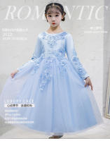 Vestido de niña para otoño/invierno, estilo princesa, largo, con flores, para boda, fiesta, piano. - details 3