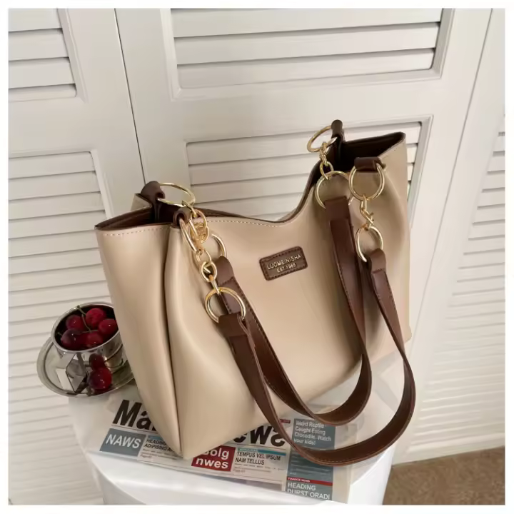 Bolso de mano de color sólido de moda para mujer, bolso de hombro parcheado de gran capacidad para uso diario, bolso de viaje diario versátil de alta calidad, bolso de moda para niña, regalos para novia, accesorios de viaje - 1