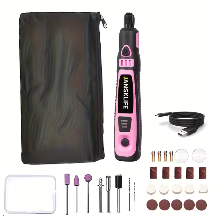 JANGKLIFE 3-Velocidades Multi-Herramienta Rotativa para Proyectos de Bricolaje, Pulido, Carga USB, Batería Recargable, 700mAh, Kit de Herramienta Rotativa, Accesorios de Herramienta Rotativa - 1
