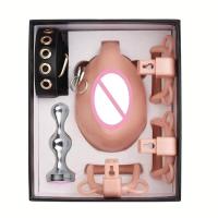 Empaque privado SEXY Vagina artificial usable Castidad Plug anal dorado Simulación de parte inferior femenina con 4 anillos de tamaño Jaula de abstinencia Gay 18+ - details 5