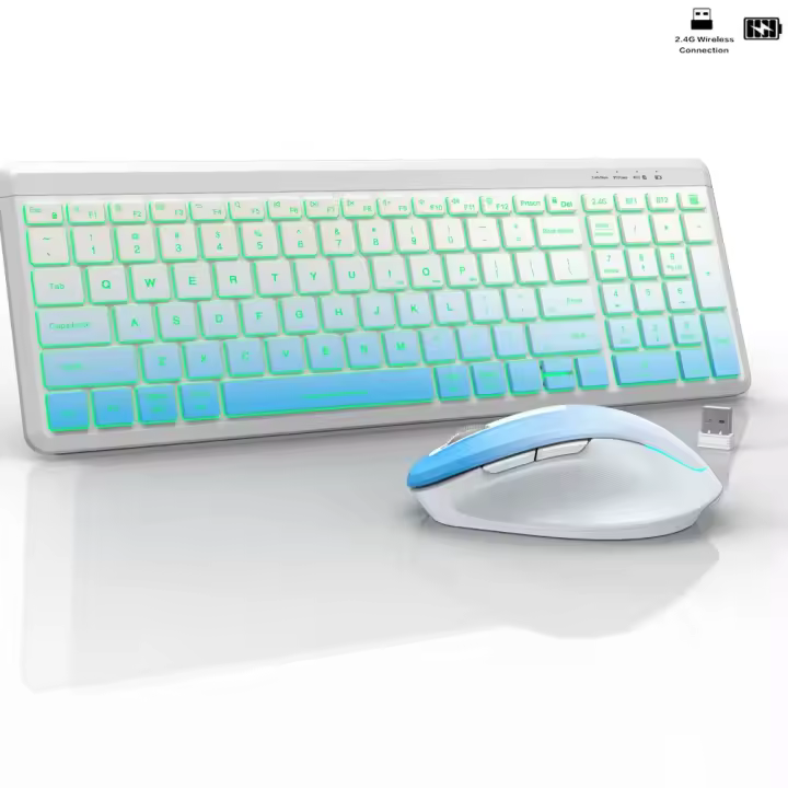 2,4G Bluetooth inalámbrico de doble modo recargable, combinación de teclado y ratón, respuesta rápida sin retraso - 1