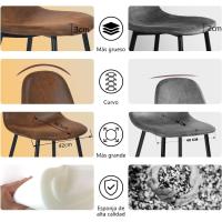 Juego de 4 Sillas de Comedor Vintage Retro Tapizadas en Gamuza con Patas Metálicas para Cocina/Salón - details 4