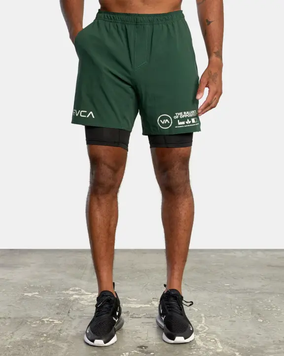 Pantalón corto deportivo de camuflaje para hombre, 2 en 1, elástico, doble gimnasio, culturismo, verano - 1