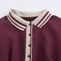 TRAFZA, moda de verano para mujer, vestido acampanado plisado ancho acanalado con contraste, vestido elegante de manga corta con cuello vuelto y botones para mujer - details 8