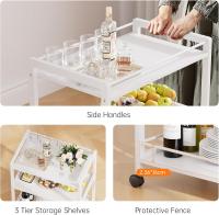 Bar de 3 Niveles, Carro de Bebidas con Ruedas y Estantes, Carrito de Bar rodante para Cocina Hogar Salón, Marrón Rústico y Negro - details 22