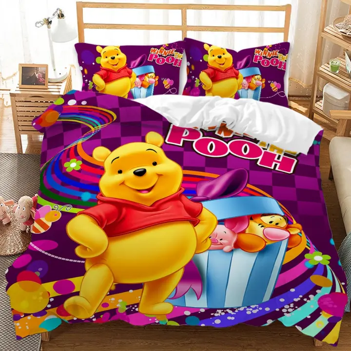 Juego de Ropa de Cama 3D de Winnie the Pooh Funda de Edredón de Oso de Dibujos Animados - 1