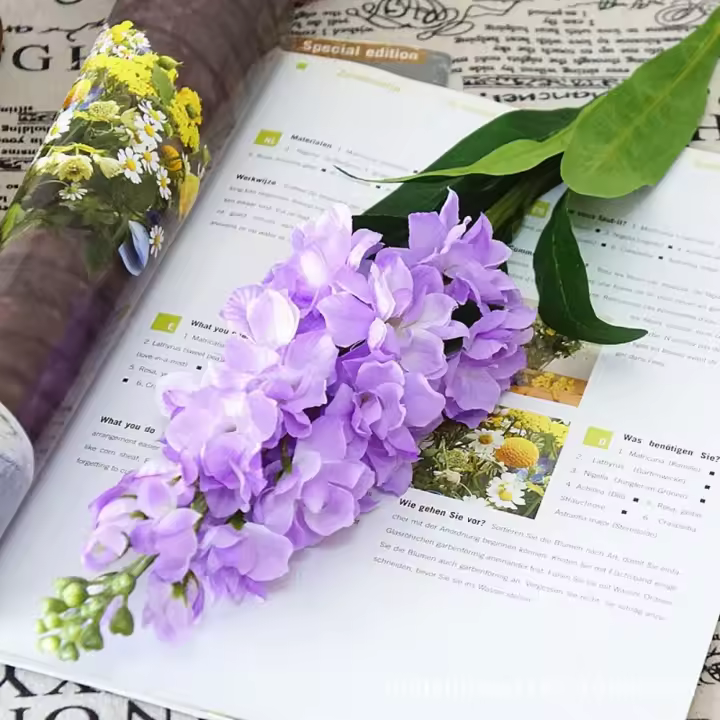 Rama de seda de jacinto artificial, rama de flor violeta grande de 80cm para novia - 1
