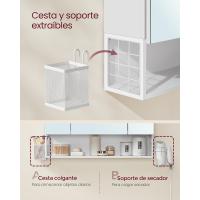Tomacorriente, cesta colgante, soporte para secador, mueble de pared con espejo, blanco nube - details 2
