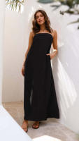 Vestido largo de satén de Color liso para mujer - details 25