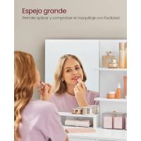 Tocador, Tocador con Espejo, 2 Estantes Regulables Detrás de la Puerta y 1 Cajón, Blanco Nube RDT119W01 - details 4