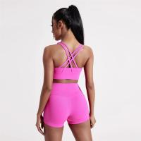Sujetador deportivo de color sólido para mujer, top suave y ajustado, entrenamiento integral, trotar, gimnasio, yoga, ropa interior, espalda cruzada con almohadilla para el pecho - details 9