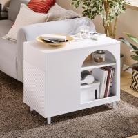 Mesa Auxiliar con 2 Estantes Consola Mesita de Noche con Ruedas Mesa Blanca Mesita 70 x 35 x 60 cm FBT34-W ES - details 36
