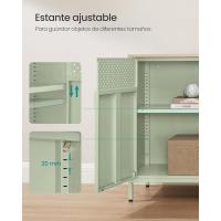 Armario de Almacenamiento, Aparador de Metal, Puerta Magnética Doble, Estante Ajustable, Marco de Acero, 40 x 80 x 76 cm, Beige Natural y Blanco - details 23