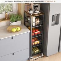 Carrito Cocina,Verdulero Cocina,Carro de 5 Niveles con de Cesta Ruedas bloqueables (Negro) - details 5