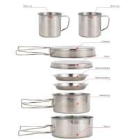 Juego de utensilios para acampar, villa para picnic, utensilios de cocina con ollas, sartenes, botellas de agua para senderismo y viajes, 8 piezas - details 1
