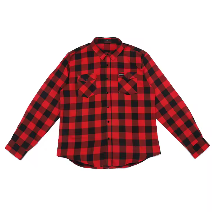 Camisas de franela a cuadros rojas y negras de gran tamaño para hombre, chaqueta camisera 100% de algodón para primavera y verano, 2021 - 1