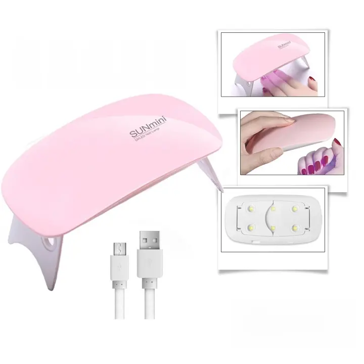 Secador Mini 6W Portátil Lámpara de Manicura UV con 6 LED para Uso Doméstico Cable USB Incluido - 1