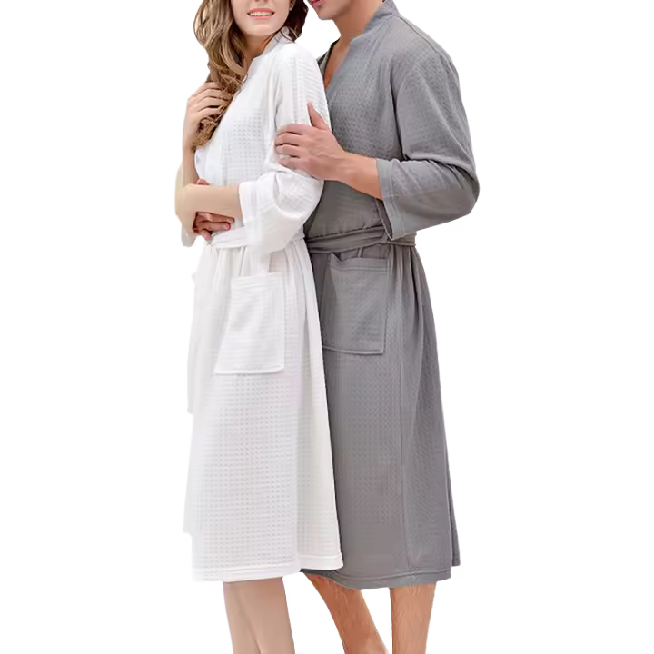 Bata de Hombre y Mujer con Cuello en V Estilo de Moda con Mangas Largas y Bolsillos - 1