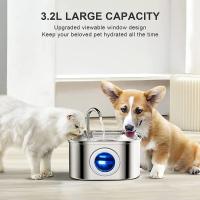 Fuente de agua automática para mascotas, dispensador de agua de acero inoxidable para perros, con ventana nivelada, 3,2 L - details 0