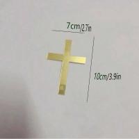 Adornos acrílicos de cruz dorada, 5 uds., Dios bendiga la fiesta, suministros para hornear, decoración de pasteles - details 5