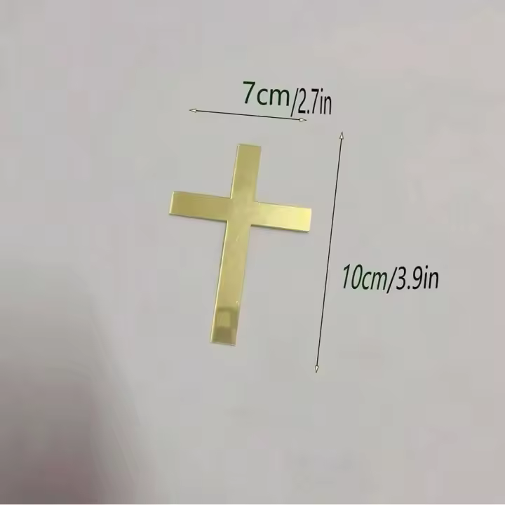 Adornos acrílicos de cruz dorada, 5 uds., Dios bendiga la fiesta, suministros para hornear, decoración de pasteles - 1