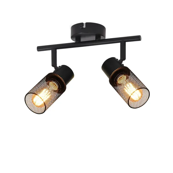 CBJKTX Plafón 2 focos negro industrial metal regulable 330 ° E27 LED para pasillo pasillo salón dormitorio - 1