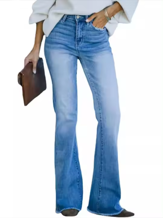 Jeans Acampanados de Cintura Alta para Mujer Pantalones con Bolsa Emo Estilo - 1
