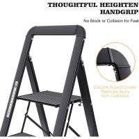 Escalera Plegable de Aluminio de 5 Peldaños Ahorro de Espacio y Portátil para Hogar, Cocina, Oficina Negro - details 3