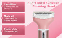Maquinilla de afeitar eléctrica para mujer 4 en 1, maquinillas de afeitar corporales indoloras recargables y removedor de vello facial para bikini, piernas, cuerpo, cara, axilas, indoloras, recargables, portátiles, afeitadoras corporales para mujer - details 3