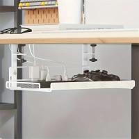 Bandeja de gestión de cables para debajo del escritorio, almacenamiento de estación de trabajo, cesta de bandeja de cables de Metal, escritorio de pie para oficina y hogar estilo 1 - details 3