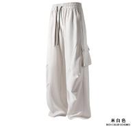 Pantalón plisé con bolsillos laterales para hombre, informal, color liso, recto, con cintura elástica, amplio, en soie glacée, pantalon diario - details 4
